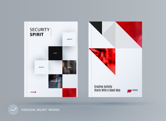 Wall Mural - Brochure design rectangular template. Colourful modern abstract set, annual report with shapes for branding.