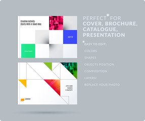 Wall Mural - square design presentation template with colourful rectangles shadows. abstract vector set of modern