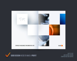Wall Mural - square design presentation template with colourful rectangles shadows. abstract vector set of modern