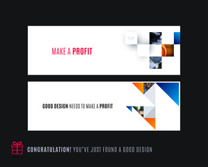 Wall Mural - Abstract vector set of horizontal website banners with colourful flowers abstract shapes for web design.