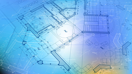 vector architectural plan - abstract architectural blueprint of a modern residential building / technology, industry, business concept illustration: real estate, building, construction & architecture