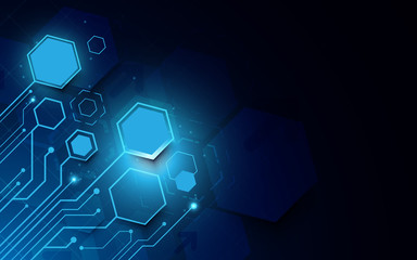 Leinwandbilder - Abstract futuristic circuit board and technology computer on dark blue background