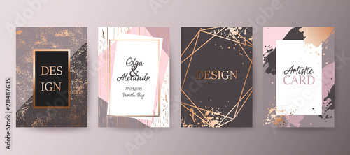 Fotografía Gold, pink brochure, flyer, invitation, card