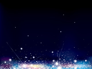 Wall Mural - vector holiday background. blue, sparkle, glow background with lights and stars.