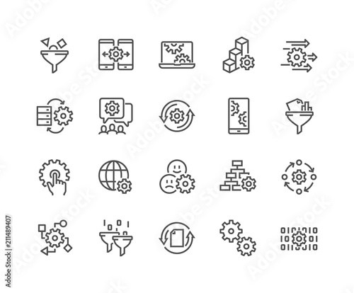 Cuadros en Lienzo Simple Set of Data Processing Related Vector Line Icons