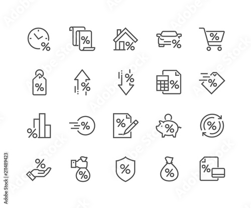 Cuadros en Lienzo Simple Set of Loan Related Vector Line Icons