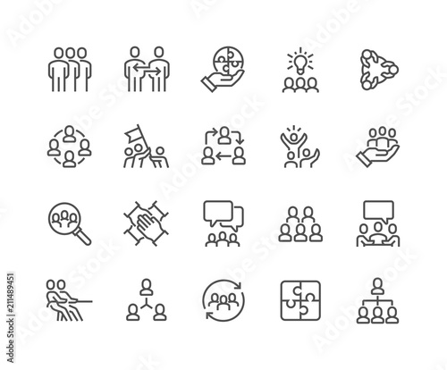 Fotografía Simple Set of Team Work Related Vector Line Icons