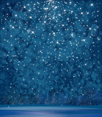 Wall Mural - vector winter wonderland background. starry night sky and forest background.