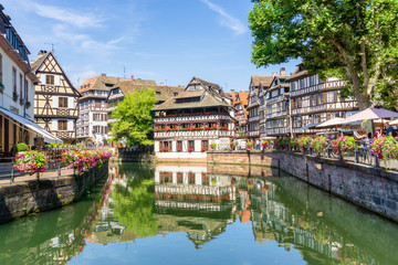 Traditional colorful houses in La Petite France, Strasbourg, Alsace, France