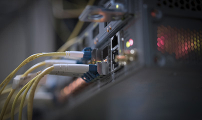 optic fiber cables connected to data center