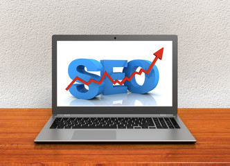 seo laptop concept 3d illustration