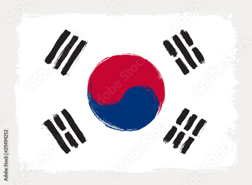Fotografía South Korea flag drawn in grunge painting style