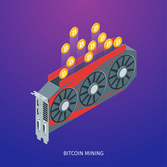 Wall Mural - Bitcoin mining concept