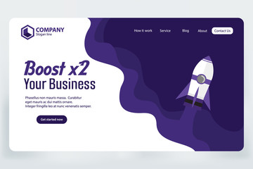 Wall Mural - Boost Business Website Landing Page Vector Template Design Concept