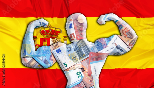 Abstract Business Background Concept Of Ful European Euro Abstract Business Background Concept Of Ful European Euro Flag Spain And Bodybuilder Shaped