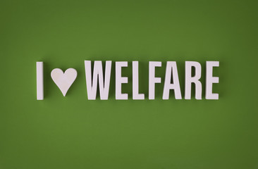 Wall Mural - I love welfare sign lettering