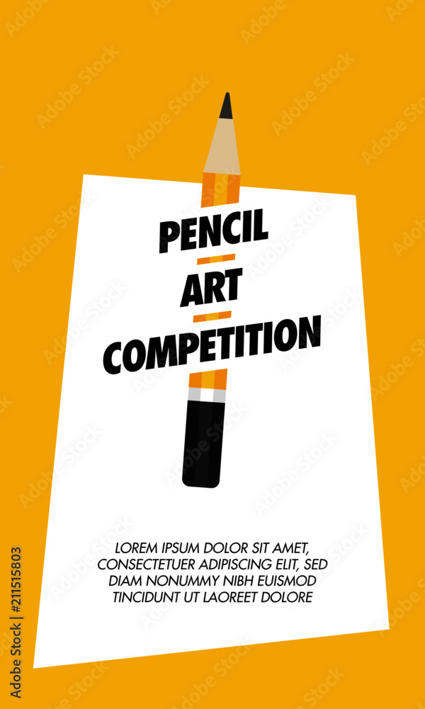 Pencil Art Competition. Vector Illustration of Pencil. Workshop concept for flyer, poster and web.