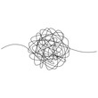 Hand drawn tangle of tangled thread. Sketch spherical abstract scribble shape. Vector illustration isolated on white background