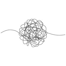 Hand Drawn Tangle Of Tangled Thread. Sketch Spherical Abstract Scribble Shape. Vector Illustration Isolated On White Background