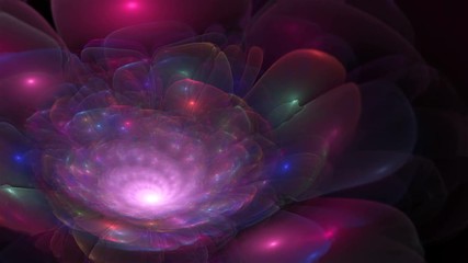 Poster - abstract colorful loopable fractal flower in violet color