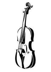 violin outline - black and white stringed musical instrument vector design