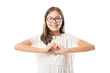© AntonioDiaz - Adorable girl making the heart with her hands, Isolated on white