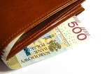 Fototapeta  - Skórzany portfel z banknotem 500 PLN