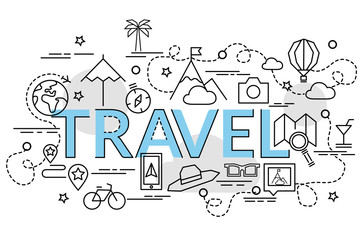 Flat colorful design concept for Travel. Infographic idea of making creative products..Template for website banner, flyer and poster.