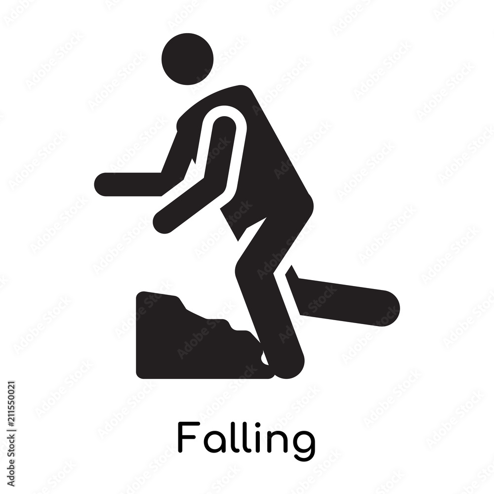 Falling icon vector sign and symbol isolated on white background ...