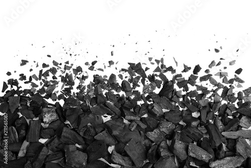 Cuadros en Lienzo Charcoal or coal carbon texture hi resolution isolated on white background