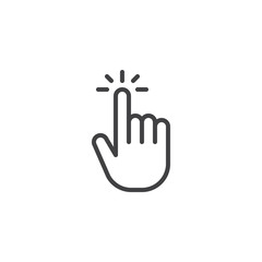 click hand outline icon. linear style sign for mobile concept and web design. touching finger simple