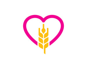 Wall Mural - Love Wheat Logo Icon Design Element