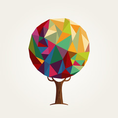 Wall Mural - Abstract low poly style colorful tree concept