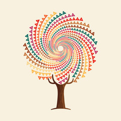 Wall Mural - Abstract boho style tree mandala concept