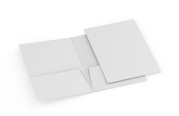 Wall Mural - Blank white reinforced A4 single pocket folder on isolated white background, 3d illustration