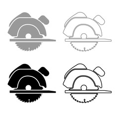 Poster - Manual circular saw icon outline set grey black color