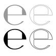 Estimated sign E mark symbol e icon outline set grey black color