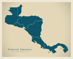 Wall Mural - Modern Map - Central America with country borders