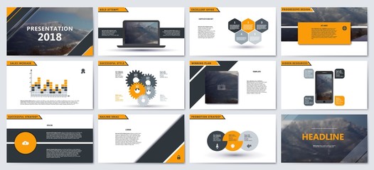 Presentation template for flyer, brochure, product, promotion, advertising,  report, banner, business, modern style on black and blue color background. vector illustration