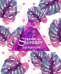 Wall Mural - Summer Tropic palm leaves Vector. Exotic hot background illustrations