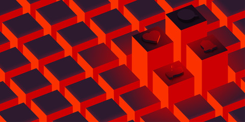 Wall Mural - black and red shiny 3d background with web buttons.