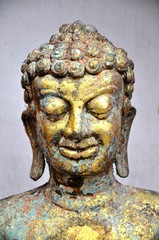 Copper buddha head statue 