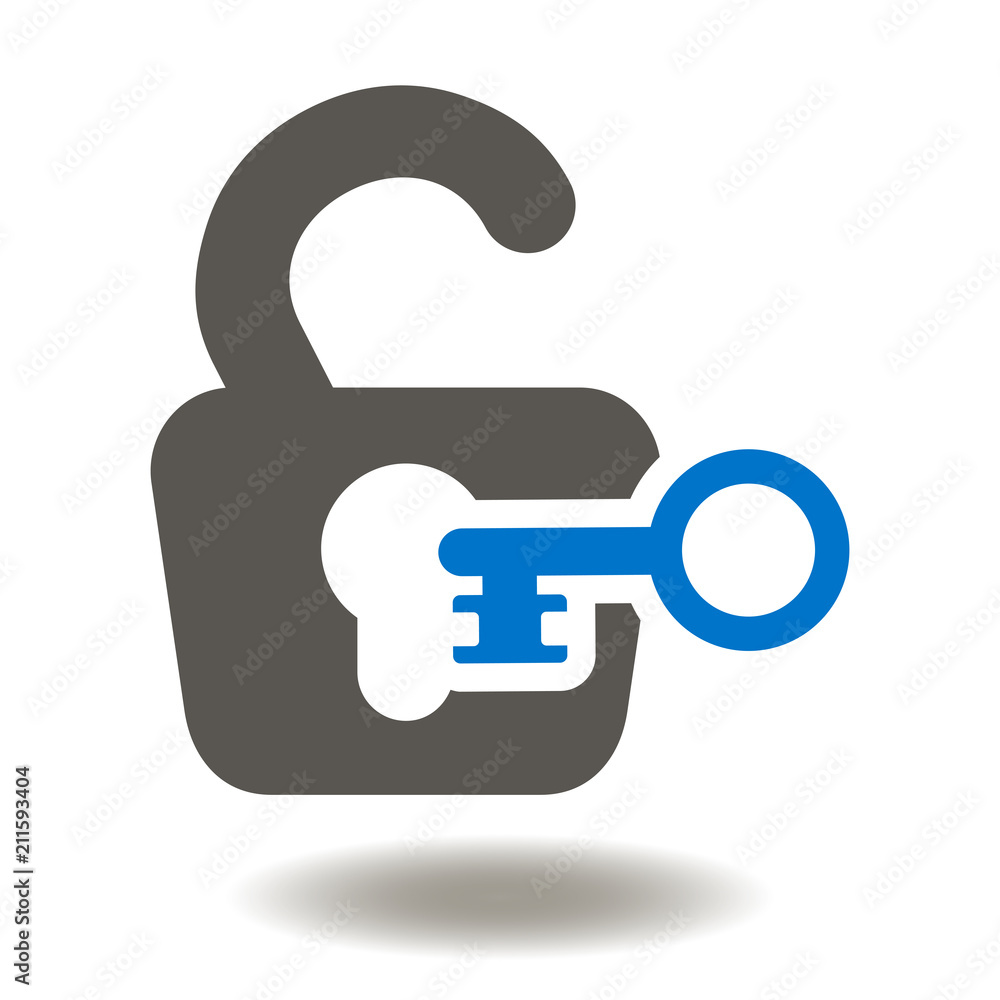 Padlock Open Key Icon Vector. Access Unlock Illustration. Lock with key sign. Security logo. Privacy Symbol.