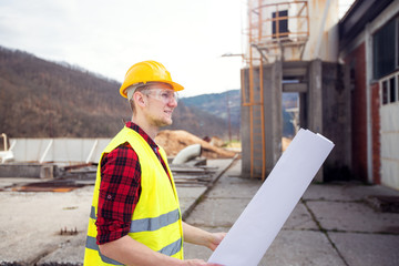 Wall Mural - Engineer at construction site