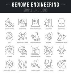 Wall Mural - set vector line icons of genome engineering.
