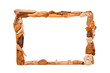 Horizontal photo frame from branches of trees and stones