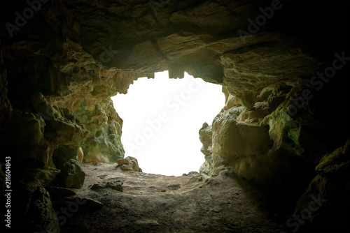 Fotomural cave mouth stone isolate on white background