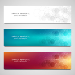 Wall Mural - vector banners for medicine, science and digital technology. geometric abstract background with hexa