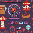 © partyvector - Carousels amusement attraction side-show kids park construction vector illustration.