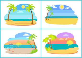 Wall Mural - Seaside and Beach Collection vector Illustration